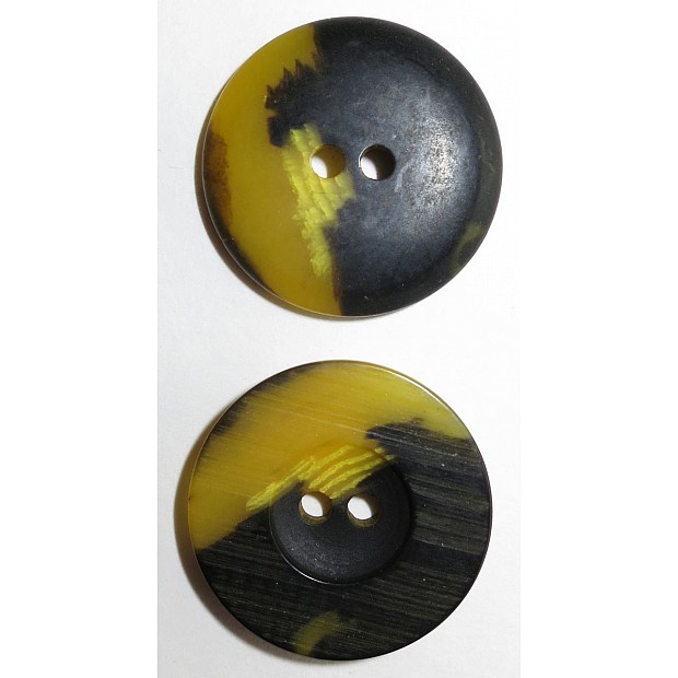 2-hole Button mustard/black, 23 mm (1'')