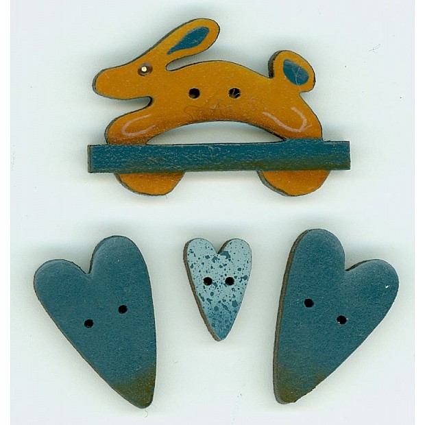 Bearly Stitched Bunny 3 wooden buttons
