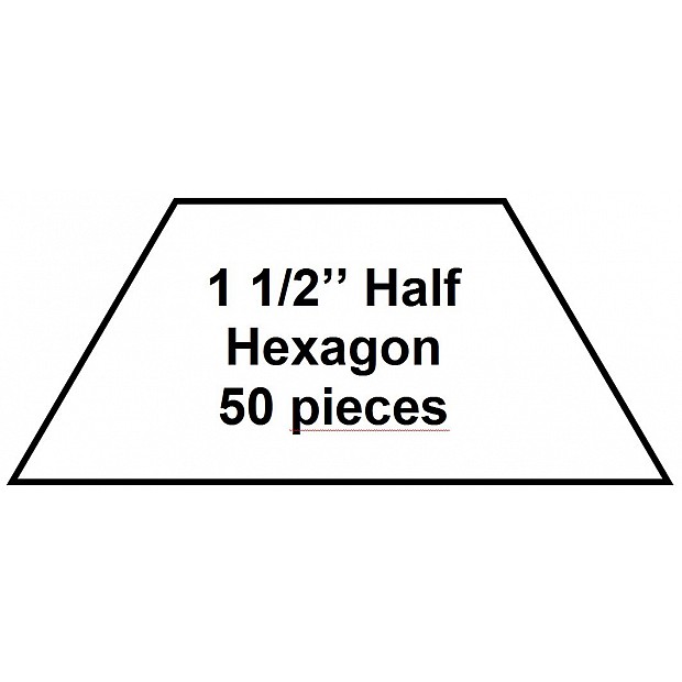 50 Paper Pieces Half Hexagon 1 1/2''