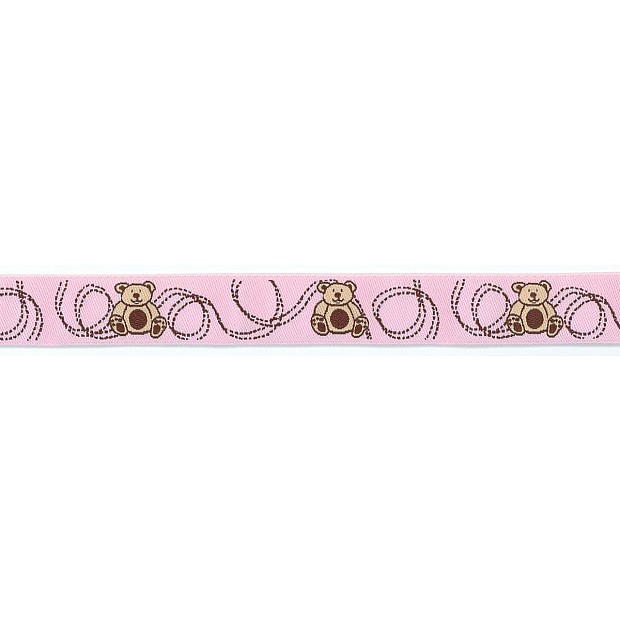 Teddies on Pink Ribbon 15 mm breit