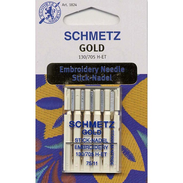 5 Gold Embroidery Schmetz Needles 75/11