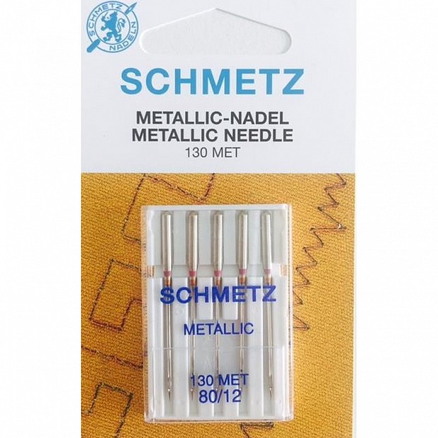 5 Metallic Schmetz Needles 80/12