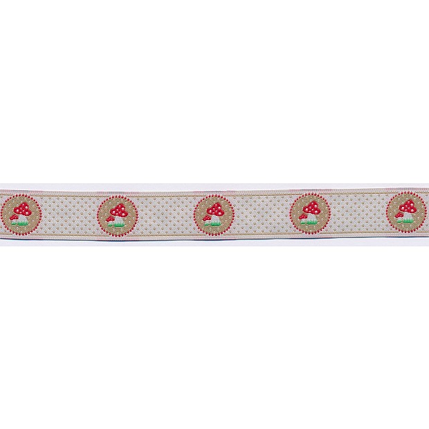 Mushroom ribbon 18 mm white