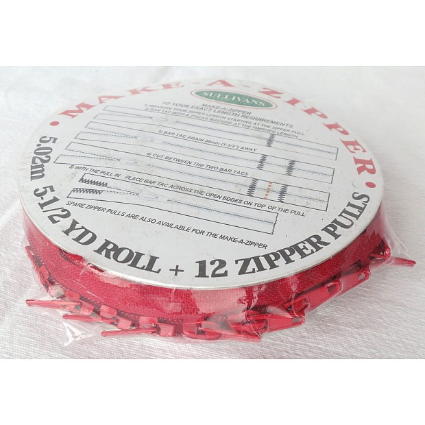 Make-A-Zipper, plastic, red, 5 m