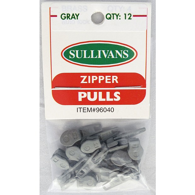 12 pcs Make-A-Zipper Pulls, gray