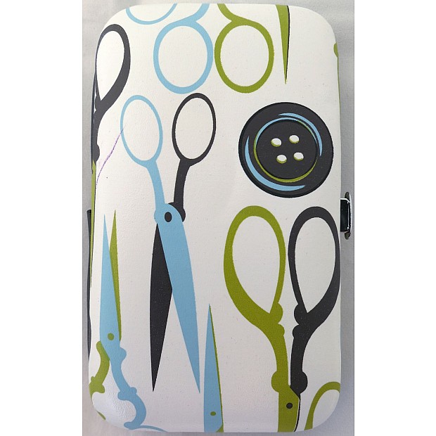 Sewing Kit with scissors-print green-white