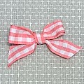 Gingham Ribbon Bow pink 7 x 5 cm