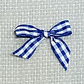 Gingham Ribbon Bow blue 7 x 5 cm