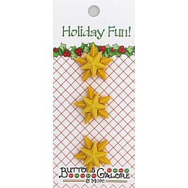 3 Christmas Stars 2 cm with shanks, Holiday Fun!