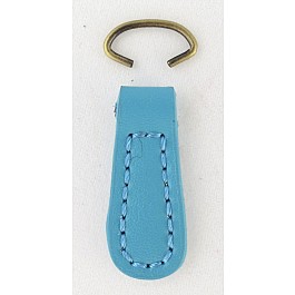 Zipper puller charm Leather, blue turquoise