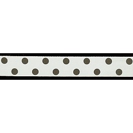 Polka Dot Ribbon 22mm beige -dk. brown