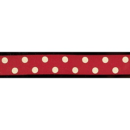 Polka Dot Ribbon 22 mm 7/8'' red - beige