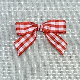 Gingham Ribbon Bow red 7 x 5 cm
