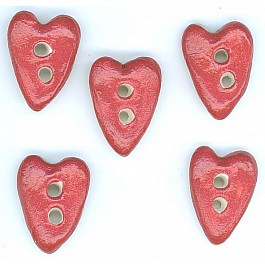 small red heart 10 x 15 mm, 5 buttons