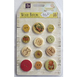 12 Devine colored  Wood Buttons